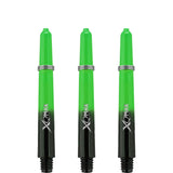 XQMax Gradient Polycarbonate Dart Shafts - with Logo - includes Springs - Black & Green Tweenie